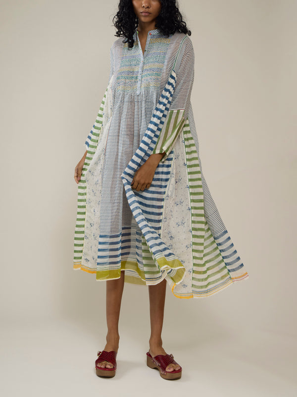 Injiri - Amber 88 Hand-Loomed Cotton and Silk Dress | Size: S - Multiple - ABASK