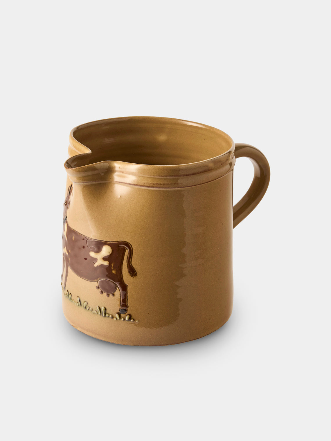 Poterie d’Évires - Cows Hand-Painted Ceramic Straight-Edge Medium Jug - Cream - ABASK - 