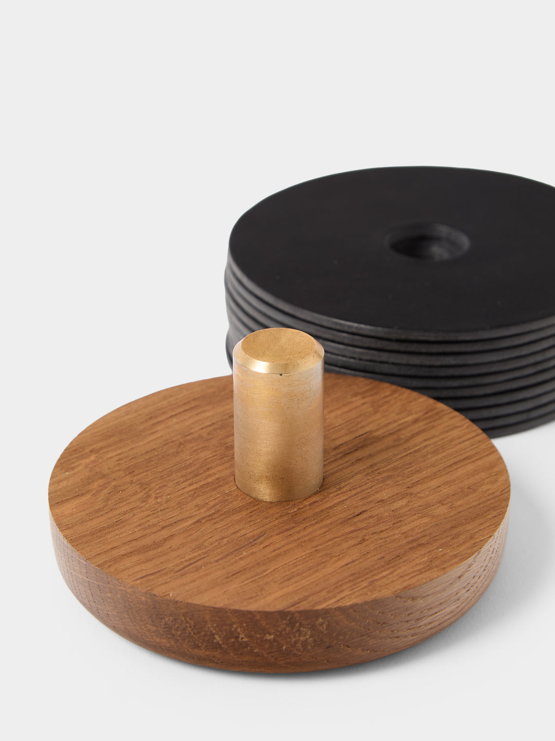 Otzi Studio - | Set of 10 | Gasket Leather Coasters - Black - ABASK