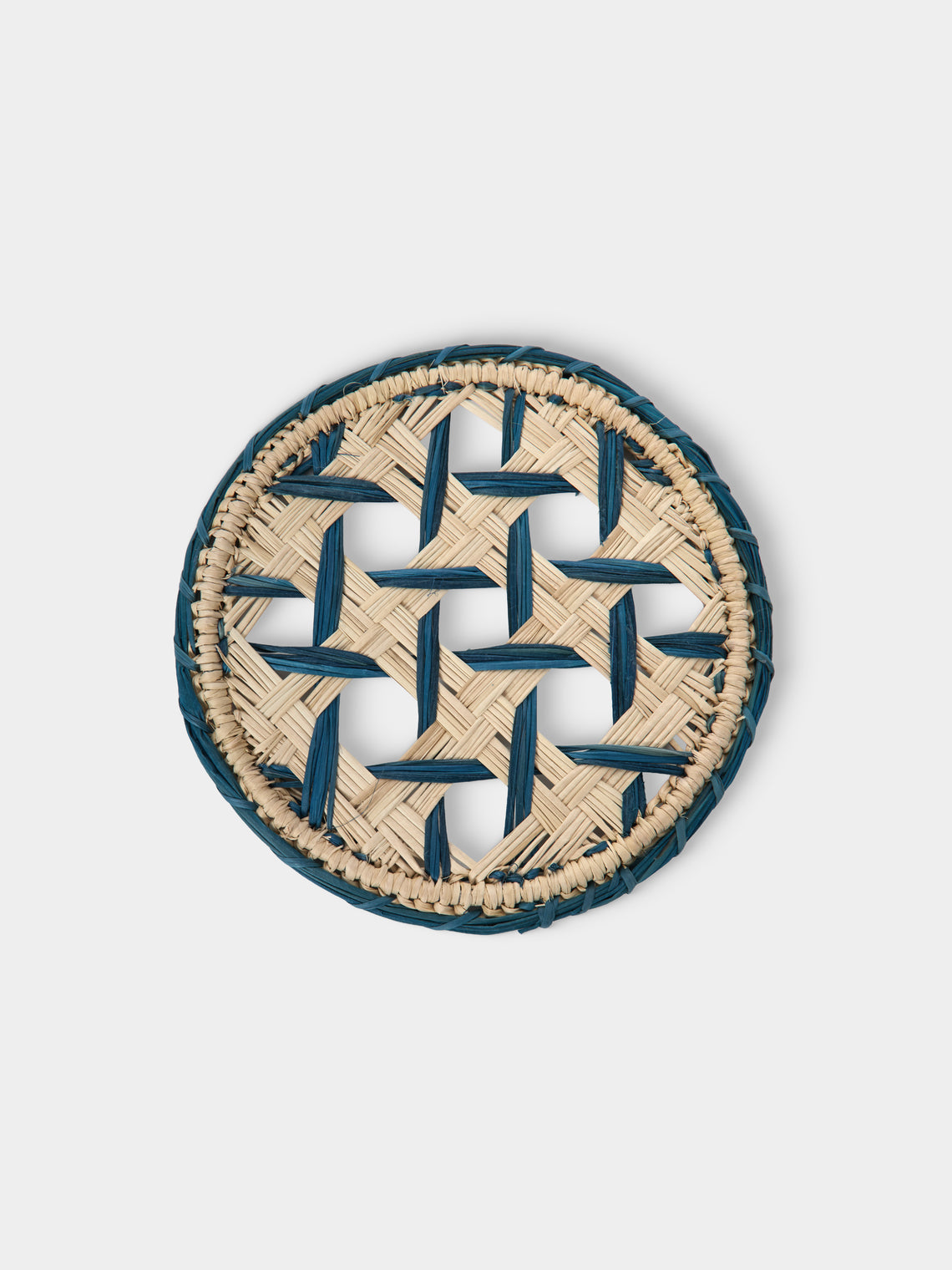 Artesanías del Atlántico - | Set of 6 | Espiga Handwoven Palm Coasters - Blue - ABASK