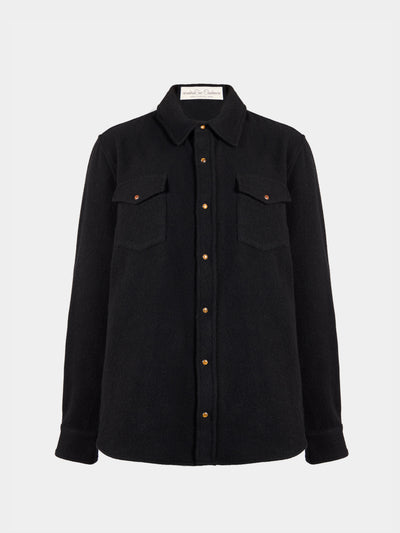 God's True Cashmere - Cashmere Shirt | Size: M - Black - ABASK - 