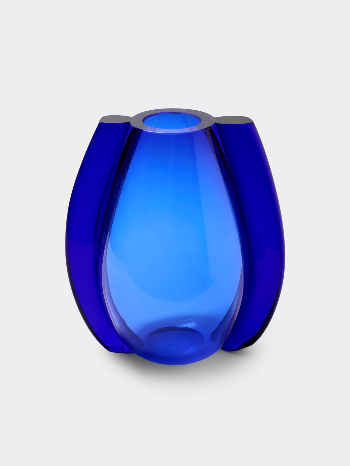 Antique and Vintage - 1980s Itre Murano Glass Vase (11in/28cm) - Blue - ABASK - 