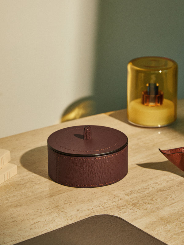 Giobagnara - Harris Leather Medium Trinket Box - Brown - ABASK