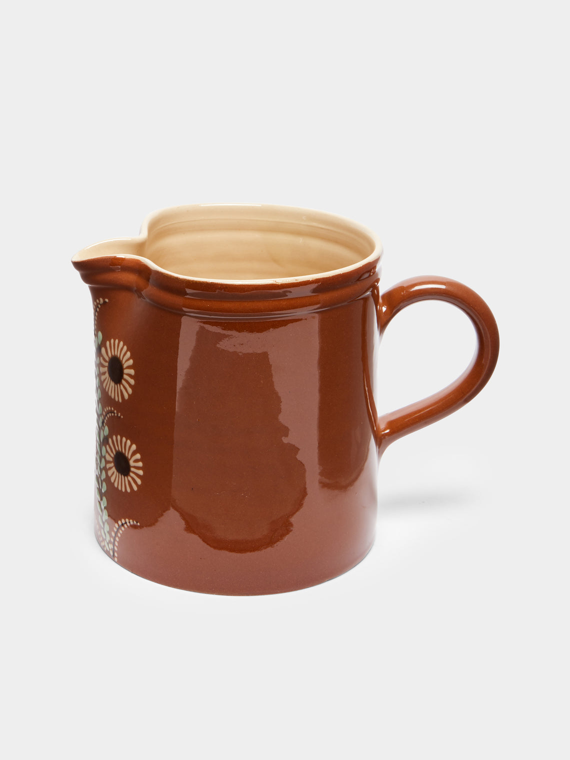 Poterie d’Évires - Flowers Hand-Painted Ceramic Straight-Edge Jug -  - ABASK