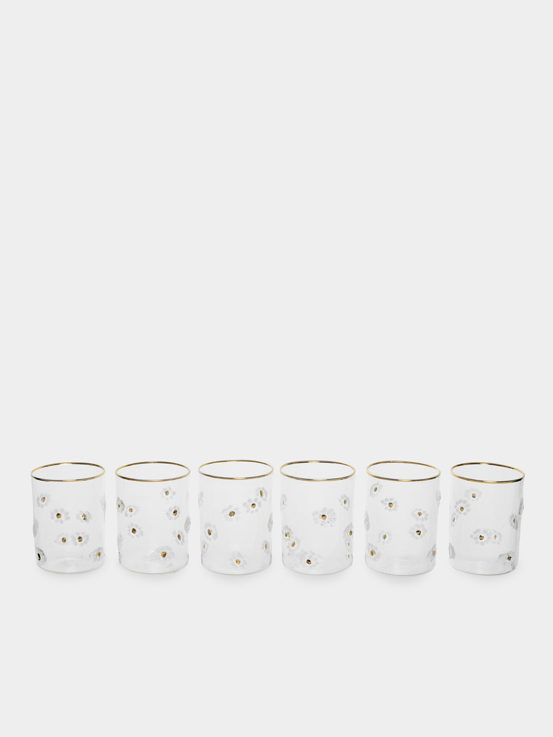 Alya Tannous - | Set of 6 | Daisy Water Glasses - Clear - ABASK
