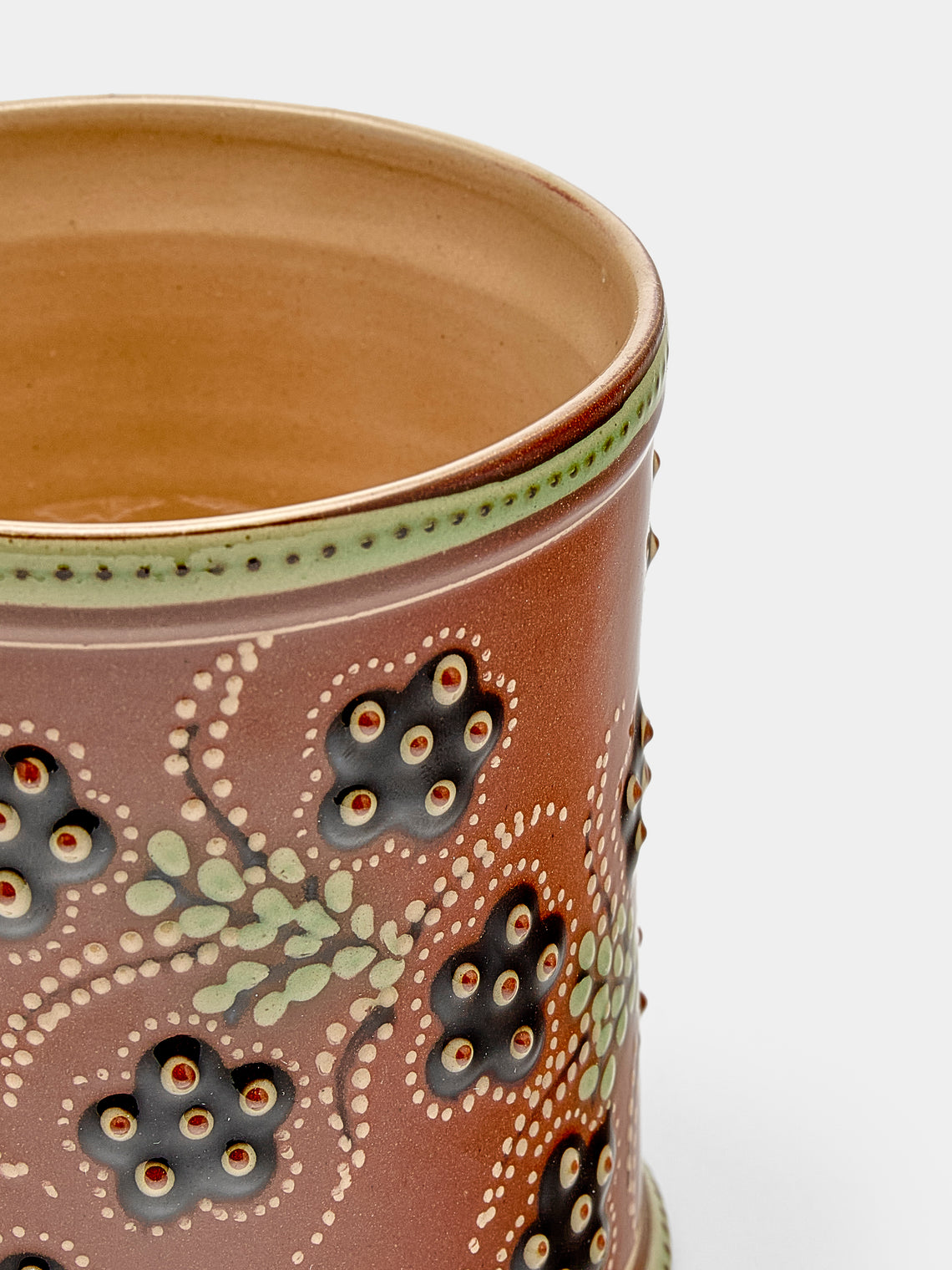 Poterie d’Évires - Flowers Hand-Painted Ceramic Small Lidded Jar - Light brown - ABASK