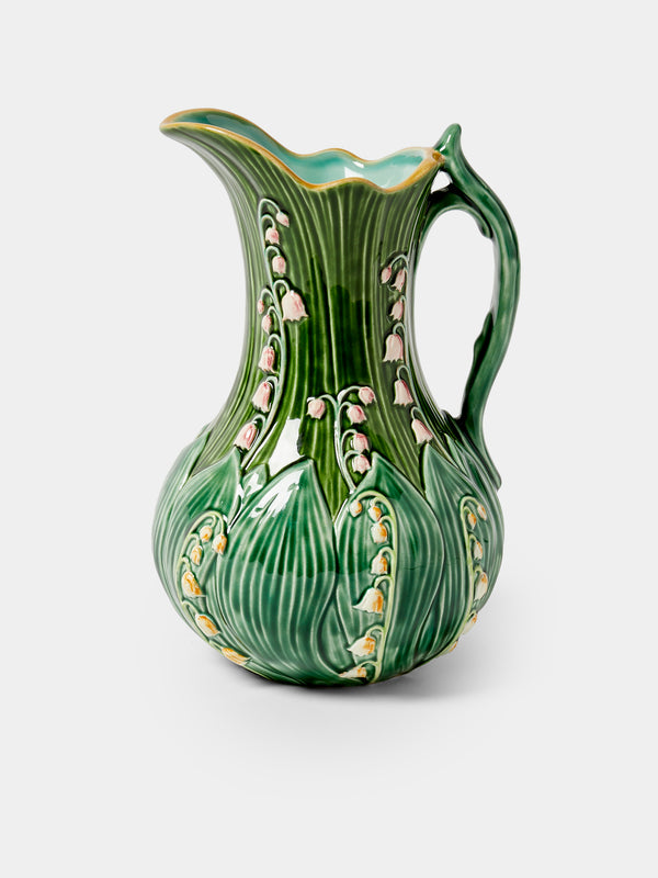 Verdolini - Lily of the Valley Hand-Painted Majolica Ceramic Pitcher - Green - ABASK - 