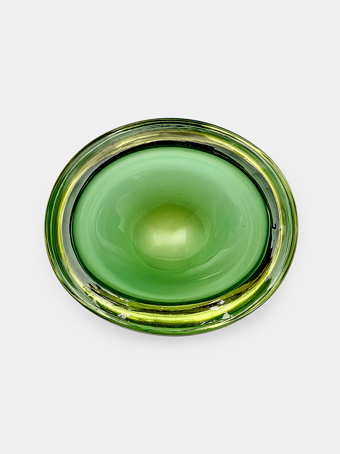Antique and Vintage - 1950s Flavio Poli Murano Glass Ashtray - Green - ABASK
