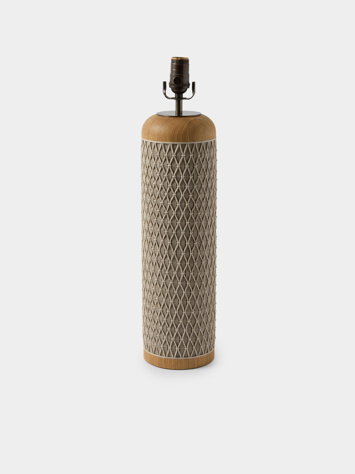 Aimee Betts - Ricasso Barrel Oak and Leather Tall Table Lamp - Gray - ABASK - 