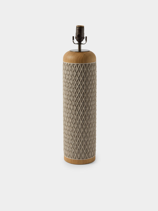 Aimee Betts - Ricasso Barrel Oak and Leather Tall Table Lamp - Gray - ABASK - 