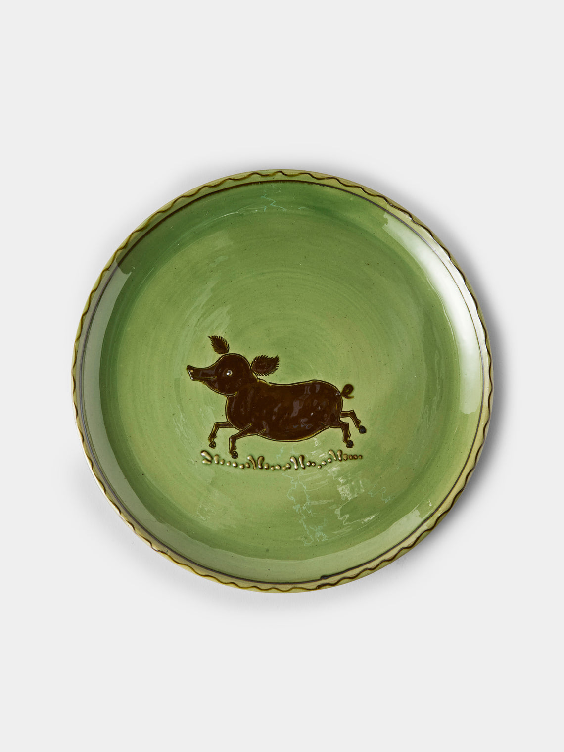 Poterie d’Évires - Animals Hand-Painted Ceramic Dinner Plates – 9.5in/24cm (Set of 4) - Green - ABASK