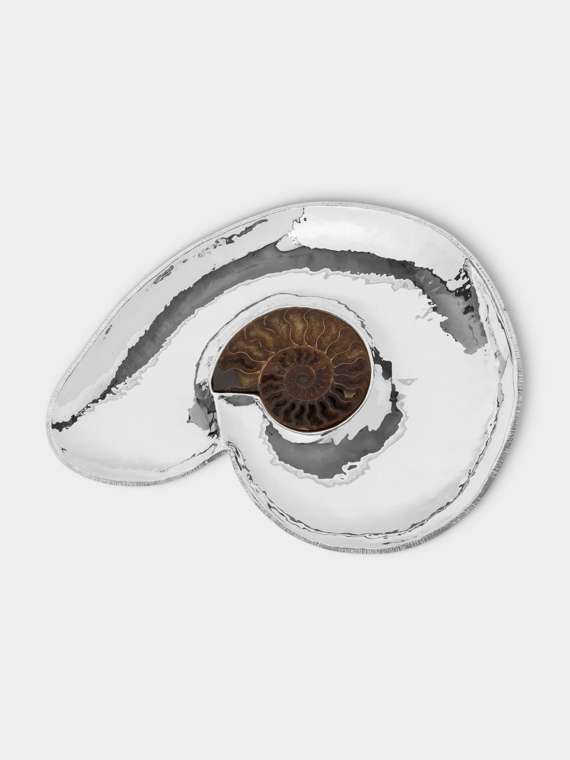 Tavares 1922 - Silver and Ammonite Fossil Tray (15.5in/39cm) - Silver - ABASK