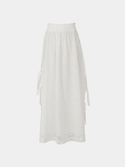 Loretta Caponi - Fiocchini Embroidered Cotton Long Skirt | Size: XS - White - ABASK - 