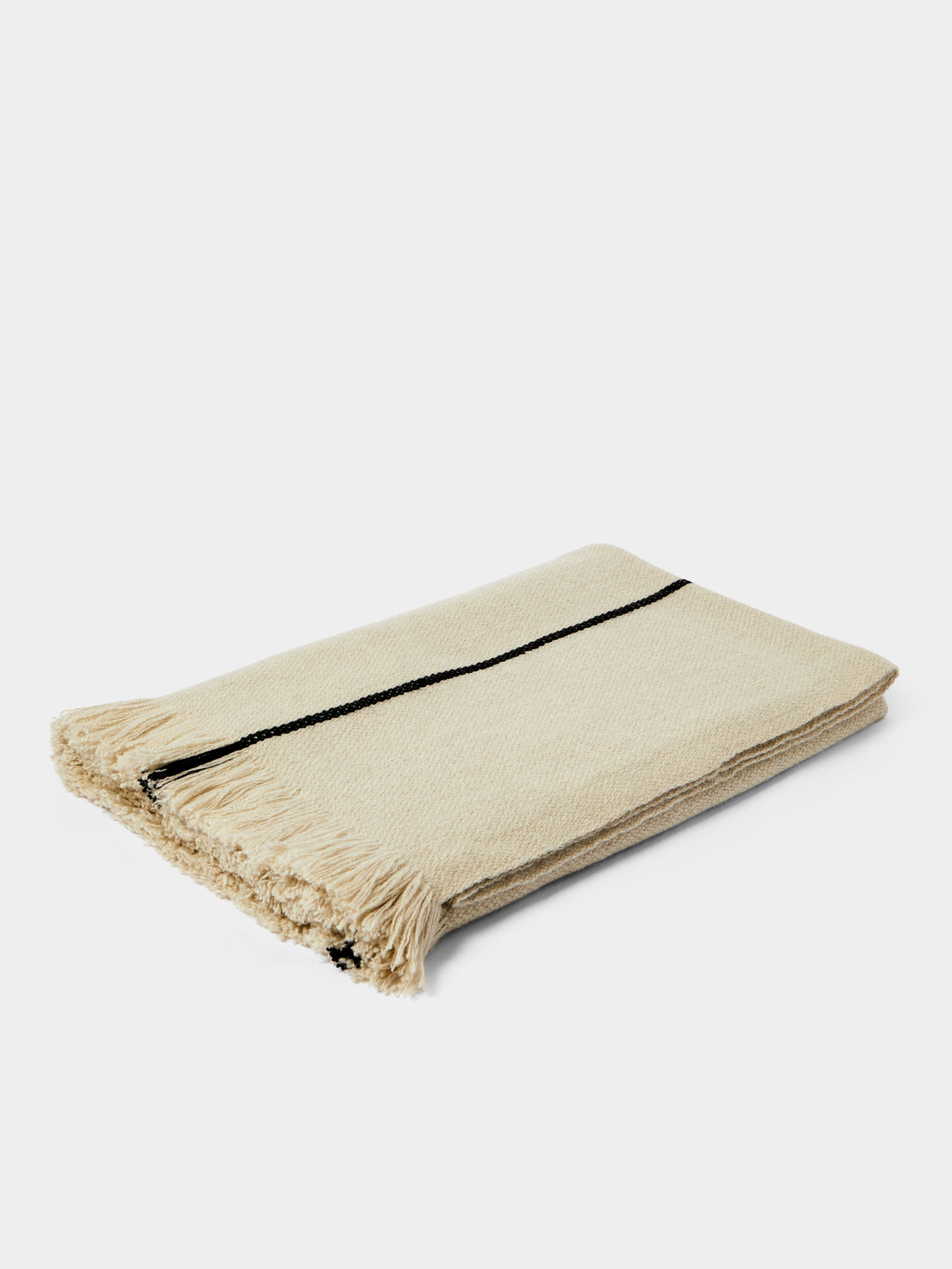 Otherways - 3 Lines Handwoven Yak Blanket (79in/2m) - Cream - ABASK
