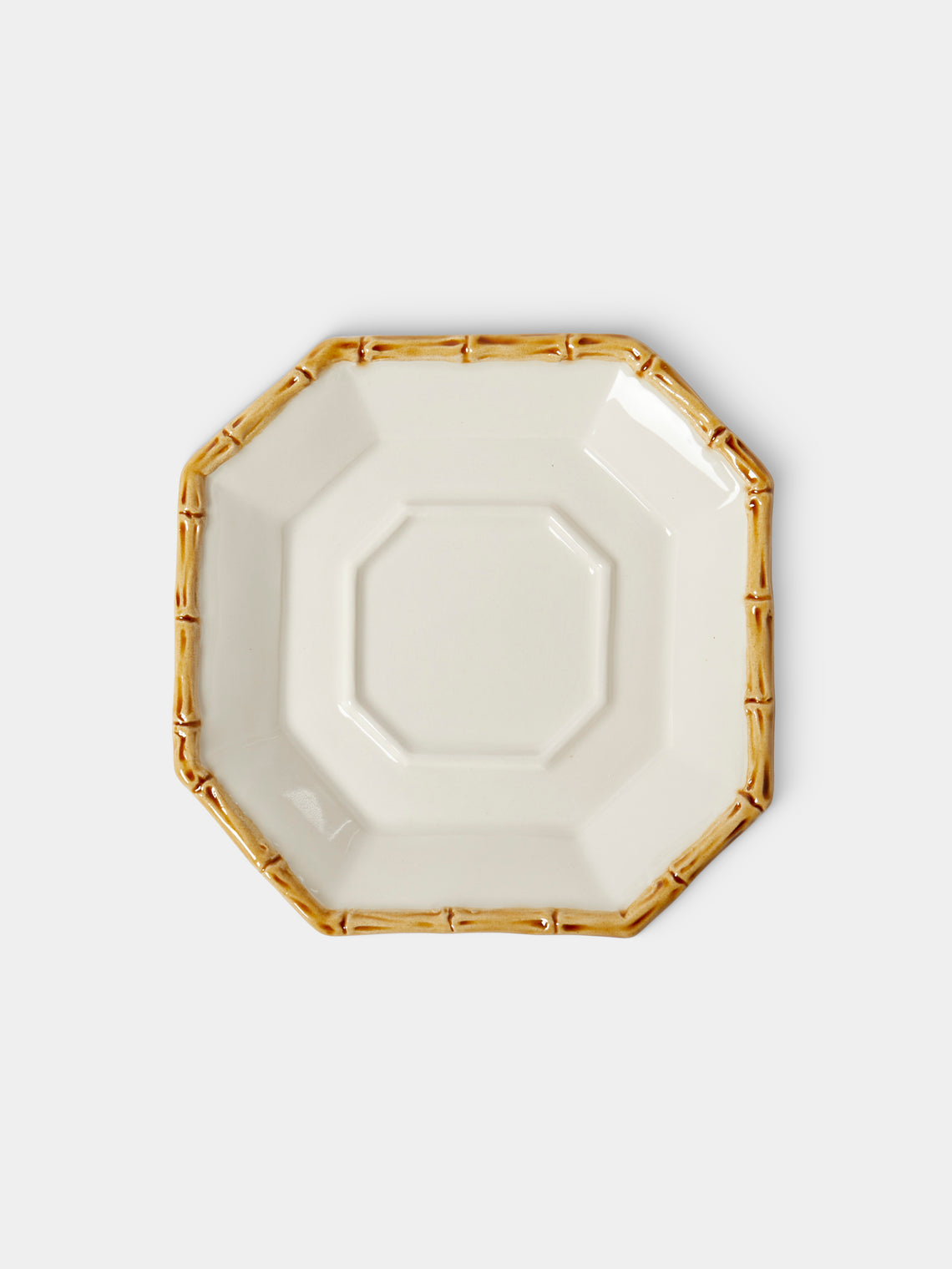 Verdolini - Bamboo Hand-Painted Ceramic Coffee Cup and Saucer - White - ABASK