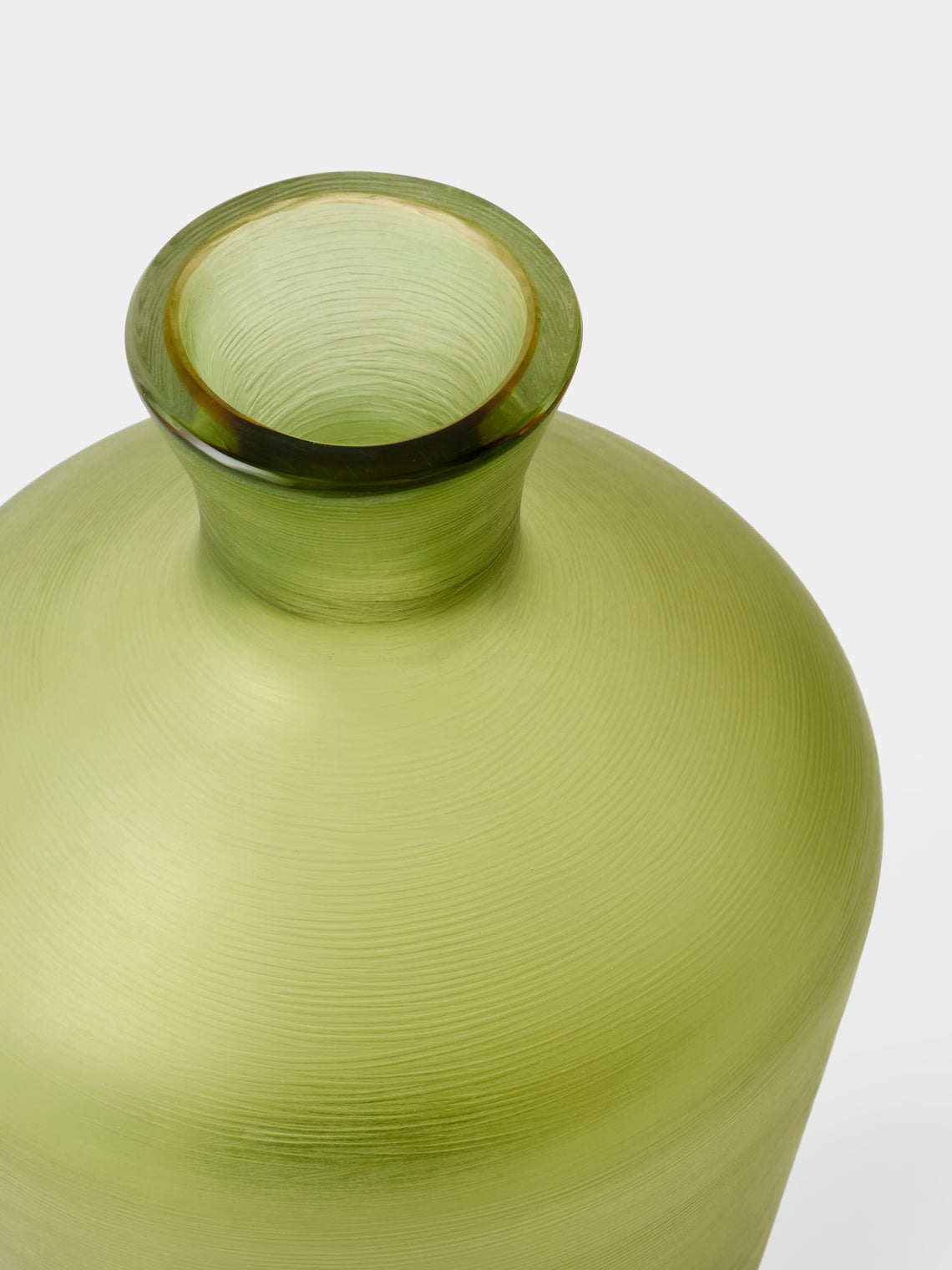 Venini - 1956 Paolo Venini Incise Murano Glass Bottle - Green - ABASK