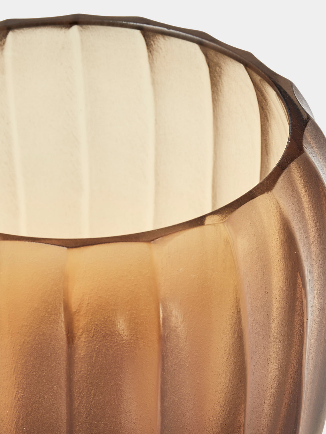 Micheluzzi Glass - Rullo Miele Coste Hand-Blown Murano Glass Vase (4.5in/11.5cm) - Orange - ABASK