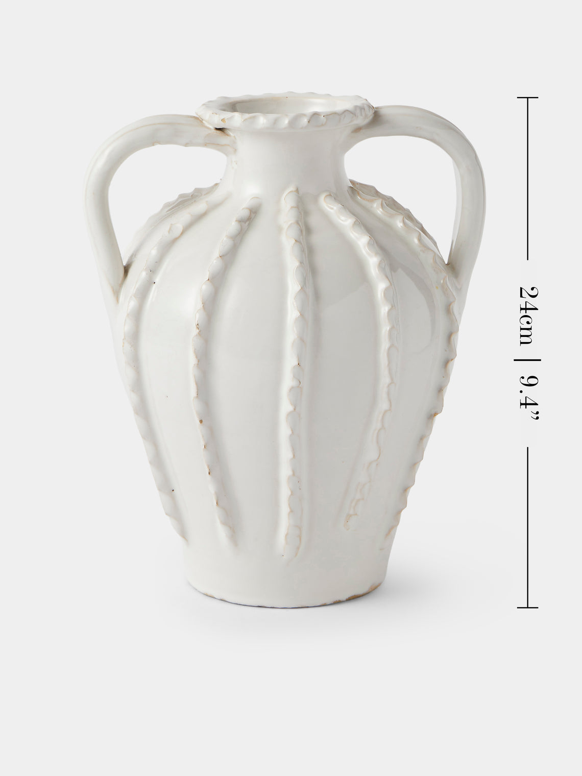 Antique and Vintage - 1920s Émile Tessier Ceramic Swirl Vase (9.5in/24cm) - White - ABASK