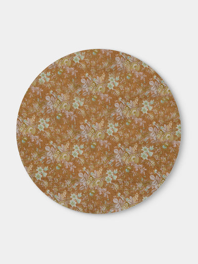 D'Ascoli - Seville Printed Linen Round Tablecloth (118in/3m) - Brown - ABASK - 