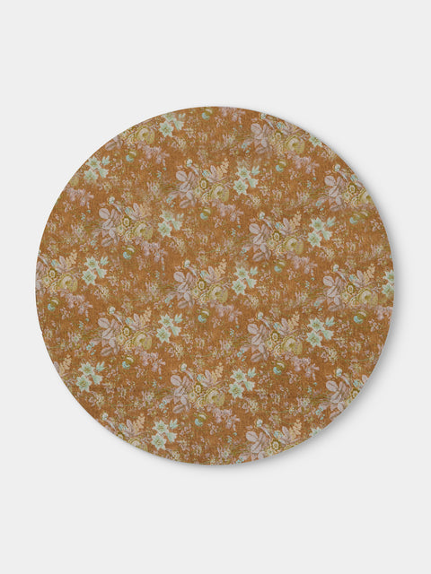 D'Ascoli - Seville Printed Linen Round Tablecloth (118in/3m) - Brown - ABASK - 