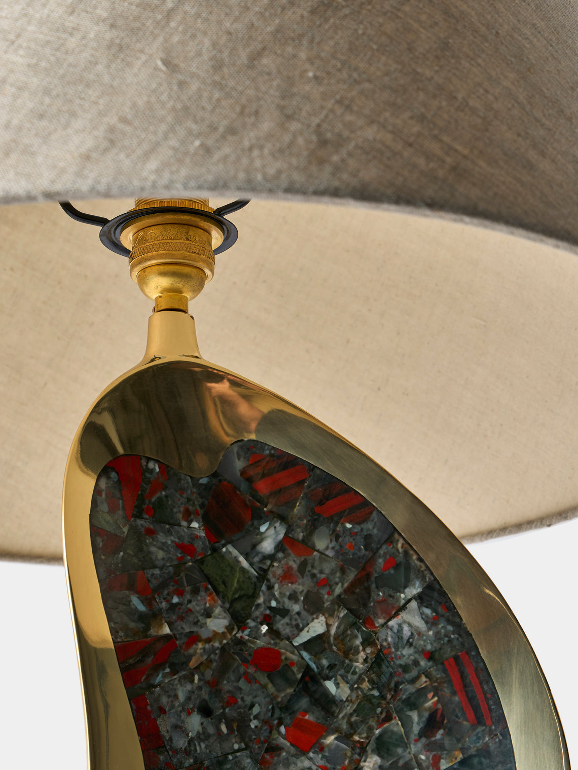 Viya - | Set of 2 | Chilika Brass and Semi-Precious Stone Table Lamps - Brass - ABASK