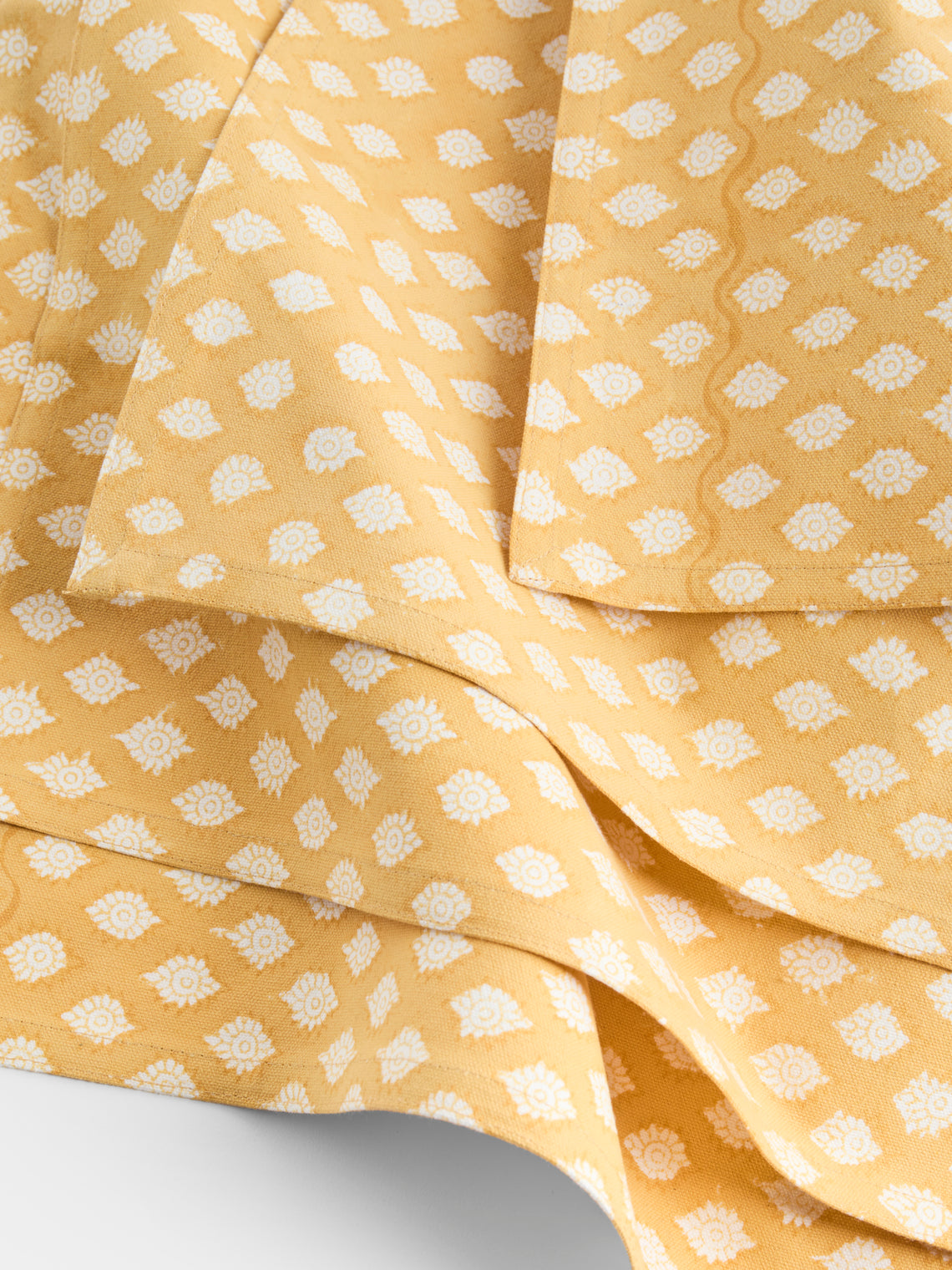 Chamois - Medallion Block-Printed Linen Placemats (Set of 4) - Yellow - ABASK