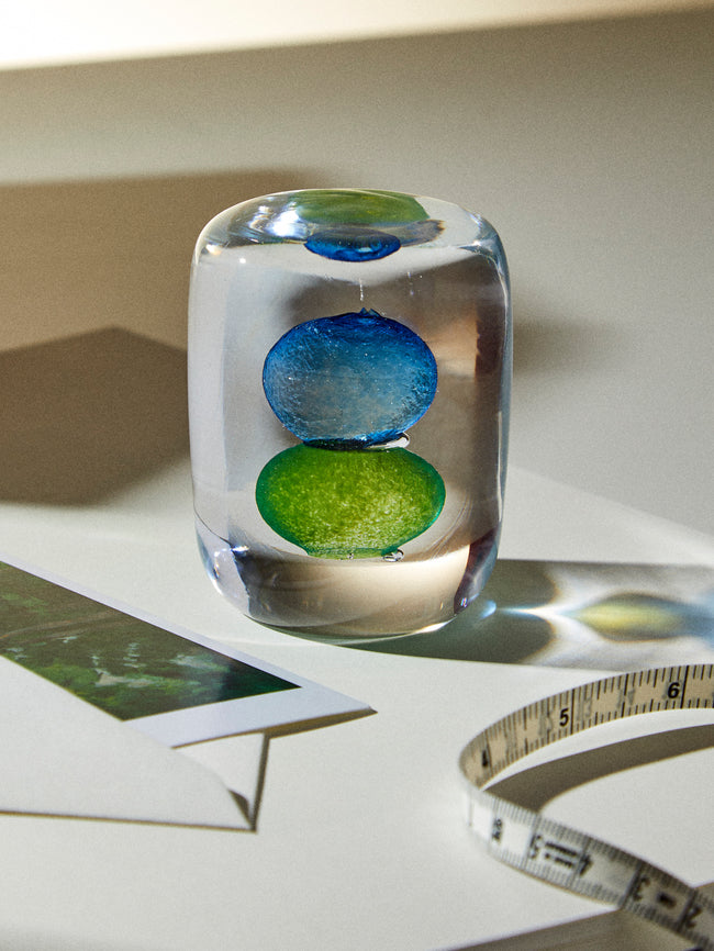 Gather - Hand-Blown Glass Paperweight - Blue - ABASK
