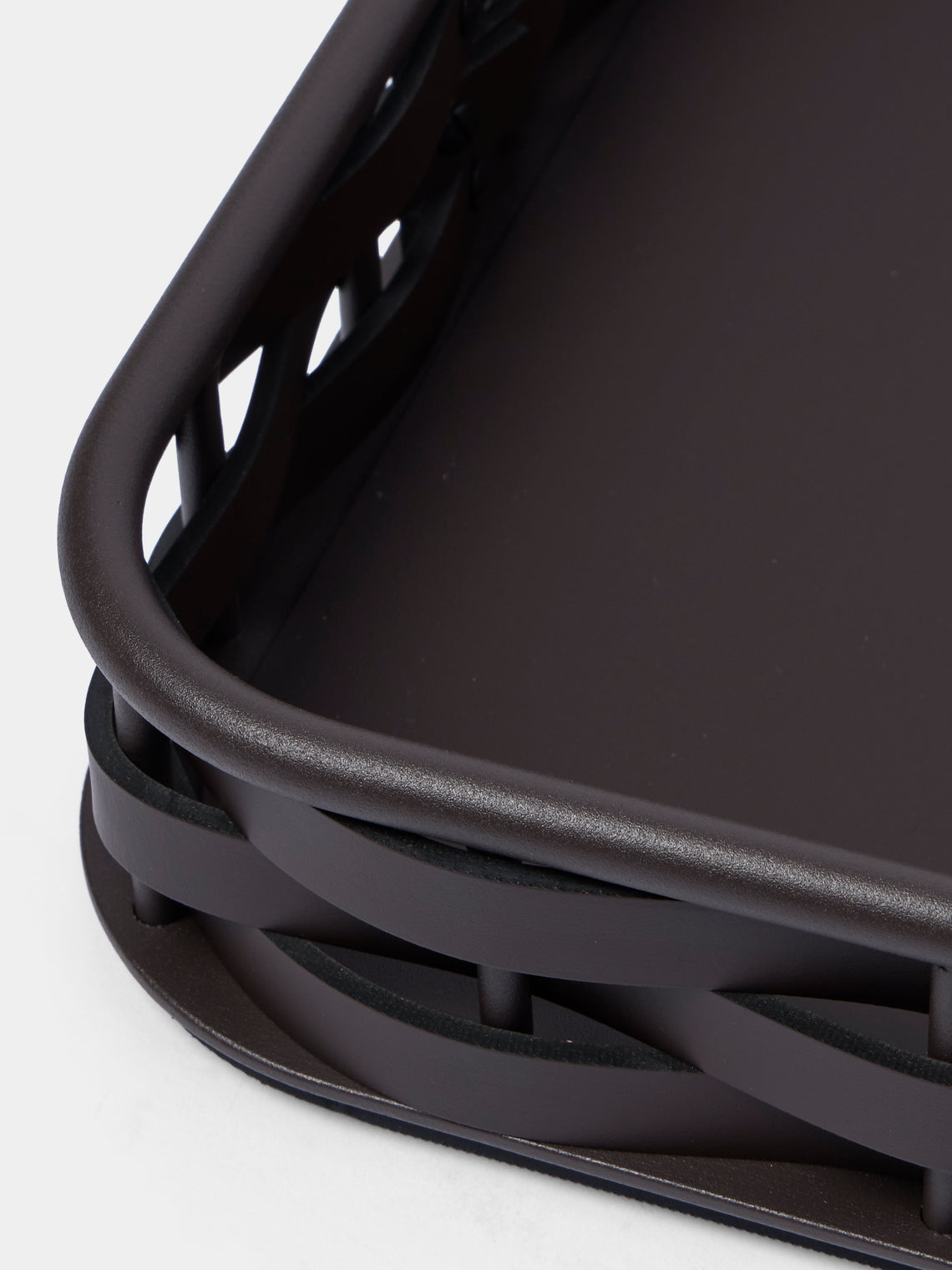 RUDI - Nassa Leather Tray (18.5in/47.5cm) - Dark Brown - ABASK