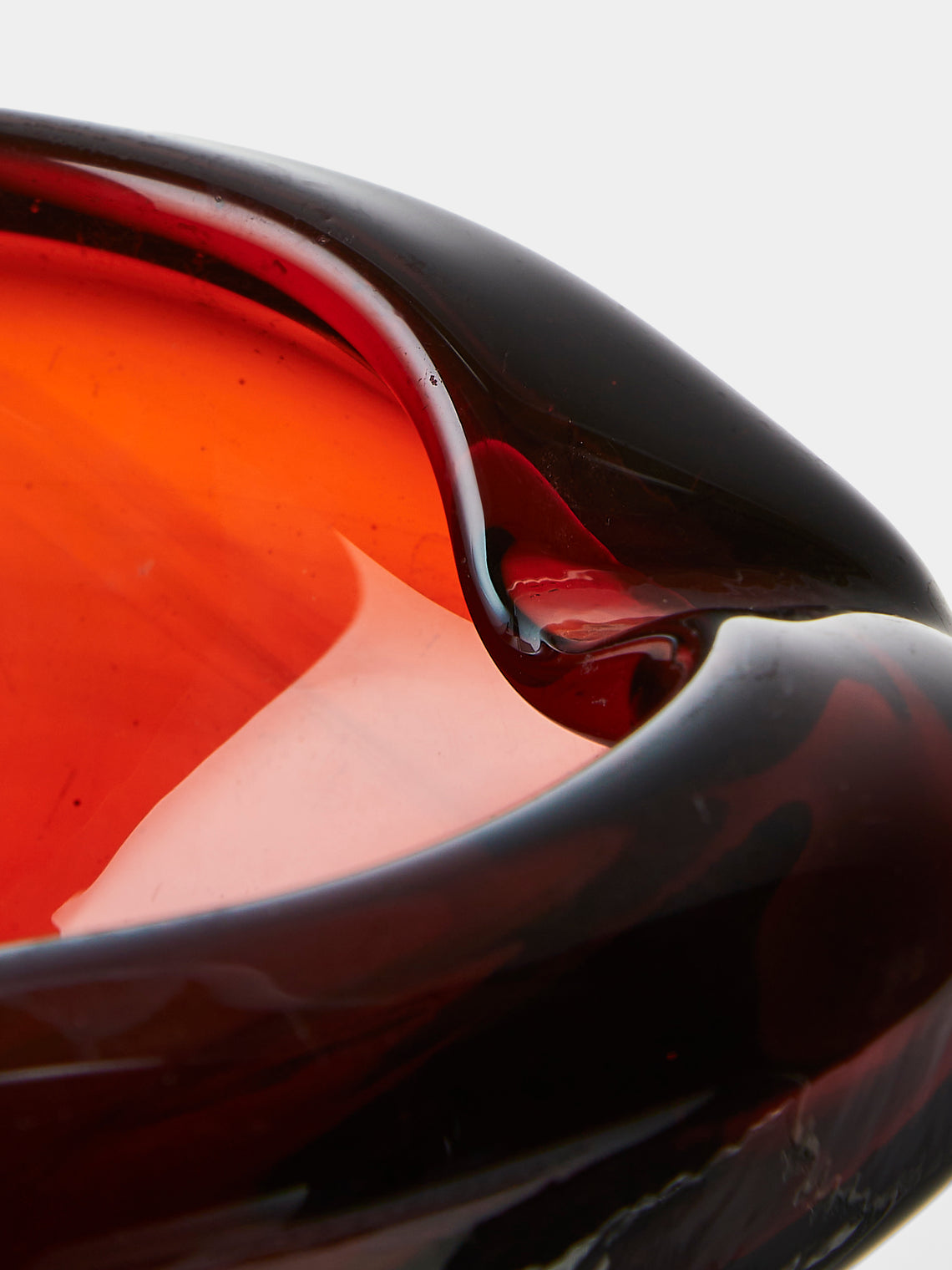 Antique and Vintage - Mid-Century Glass Ashtray - Red - ABASK