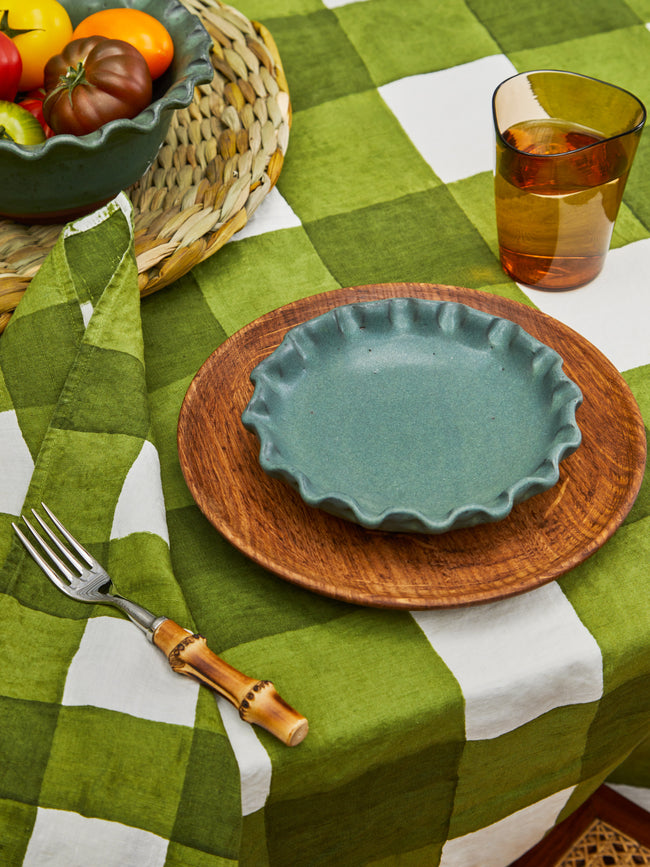 Perla Valtierra - Hand-Glazed Ceramic Dessert Plates (Set of 4) - Green - ABASK