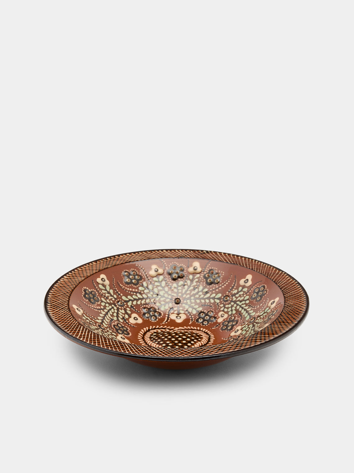 Poterie d’Évires - Hearts Hand-Painted Ceramic Serving Bowl - Light brown - ABASK