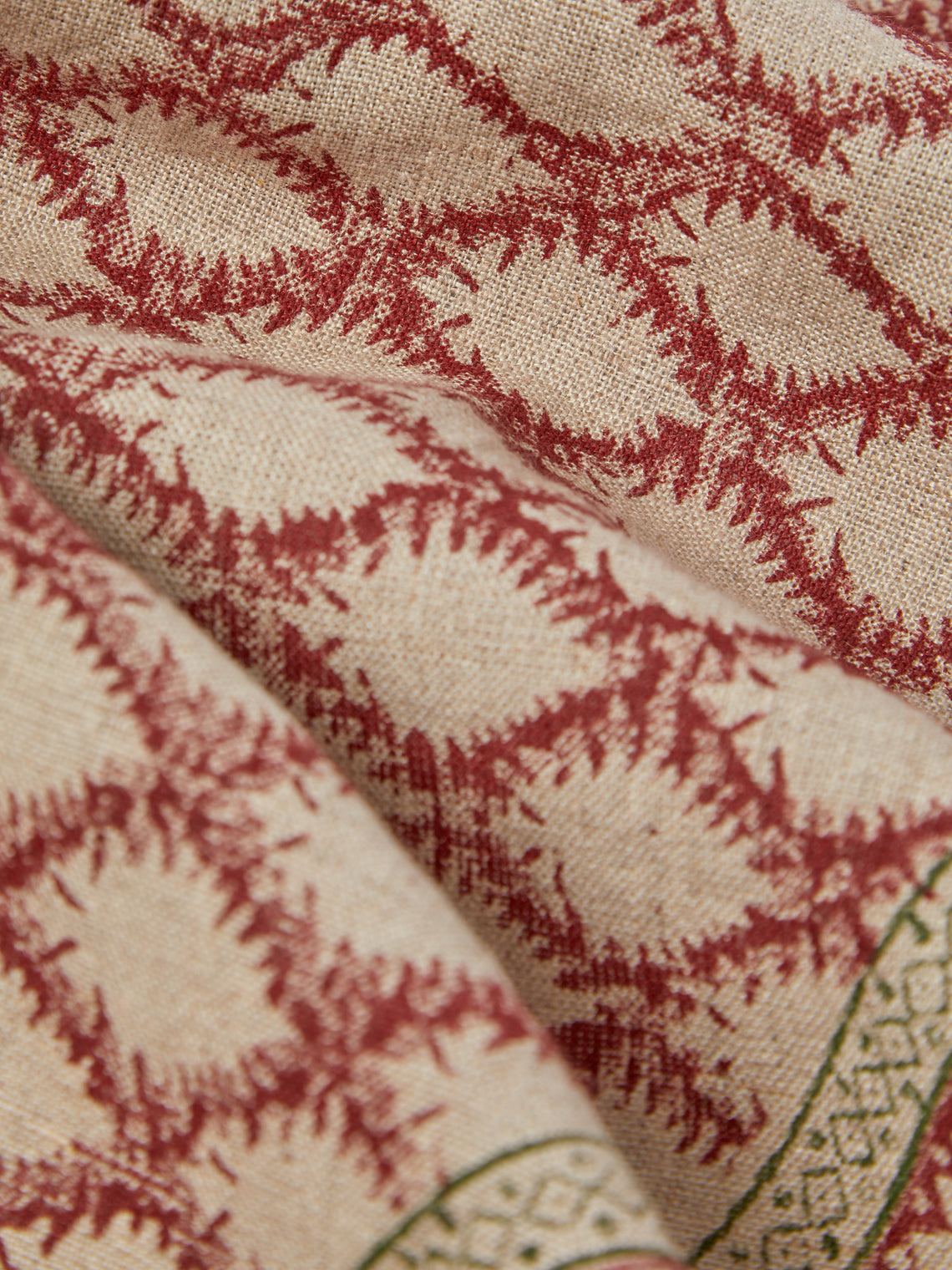 Chamois - Cypress Block-Printed Linen Rectangular Tablecloth (138in/3.5m) - Multiple - ABASK