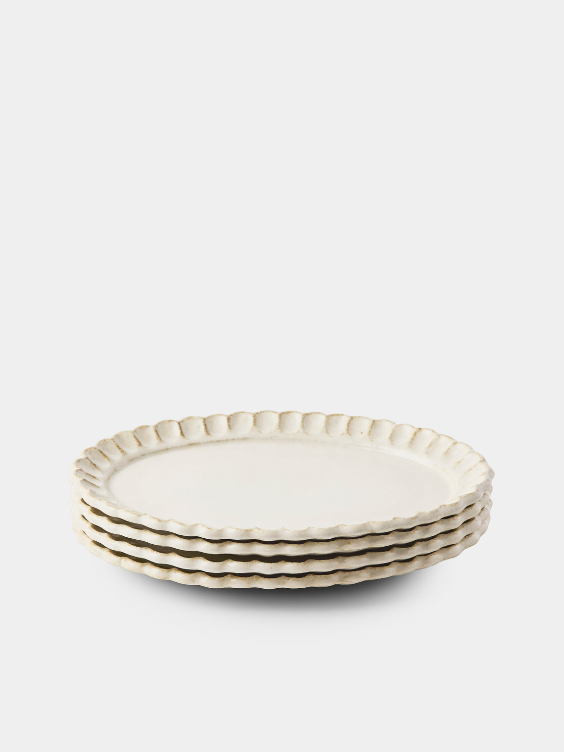 Kaneko Kohyo - Coco Ceramic Large Oval Dinner Plates – 10in/26cm (Set of 4) - White - ABASK