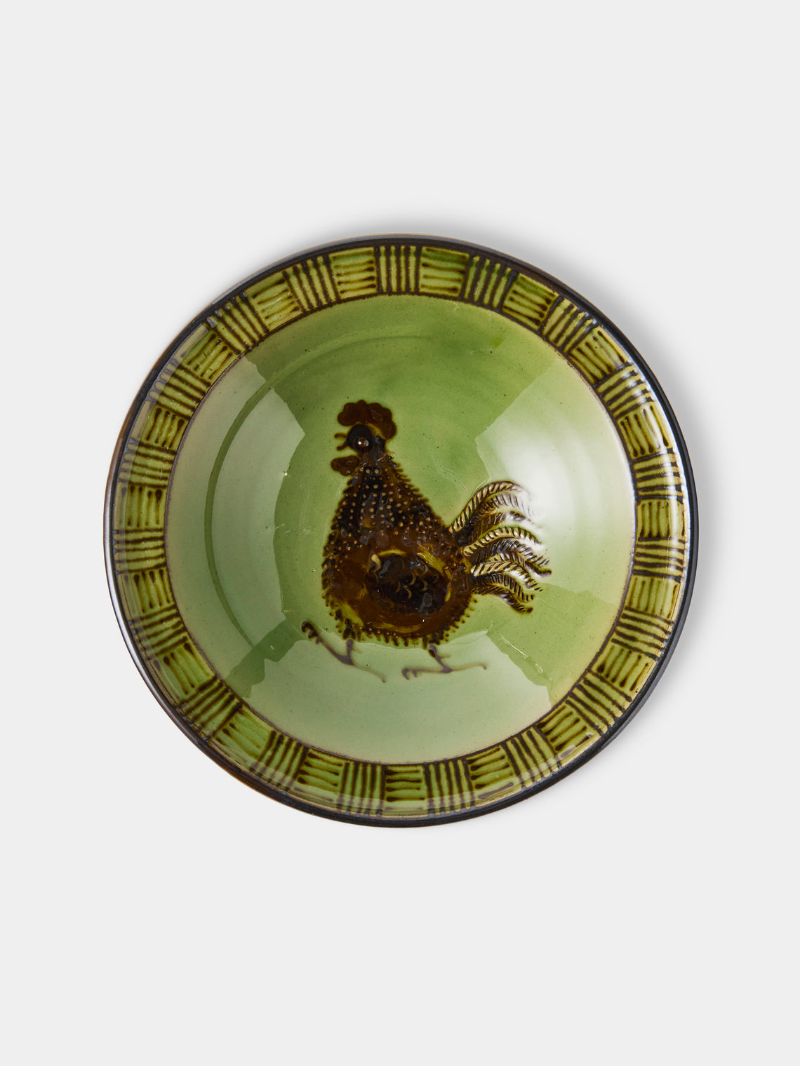 Poterie d’Évires - Animals Hand-Painted Ceramic Breakfast Bowls (Set of 4) - Green - ABASK