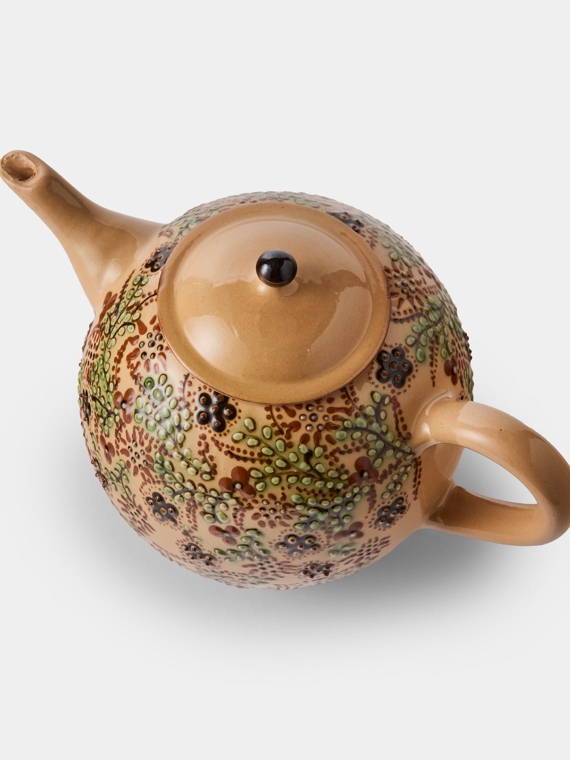Poterie d’Évires - Flowers Hand-Painted Ceramic Large Teapot - Cream - ABASK