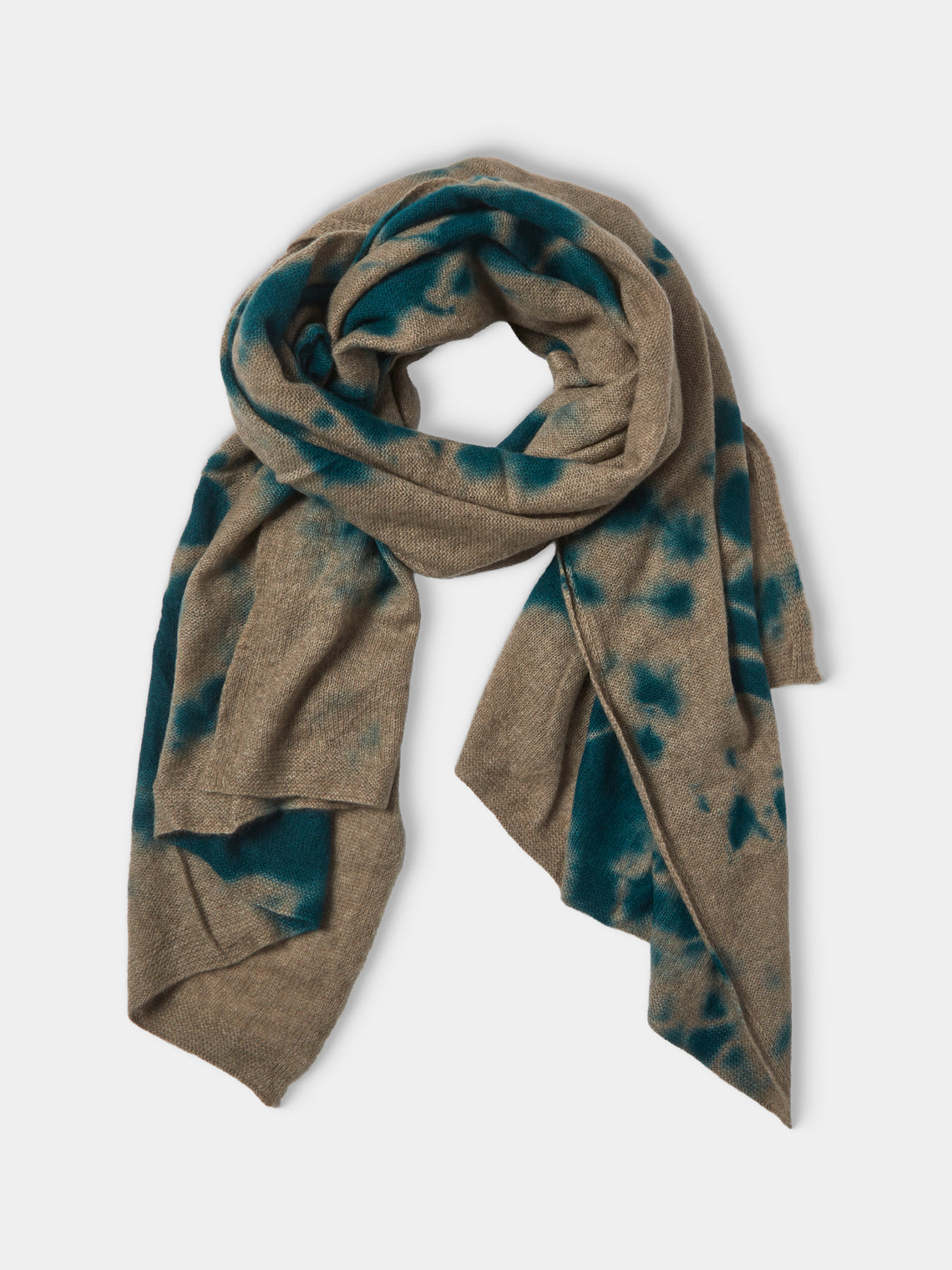 Suzusan - Shibori Cashmere Shawl - Teal - ABASK - 