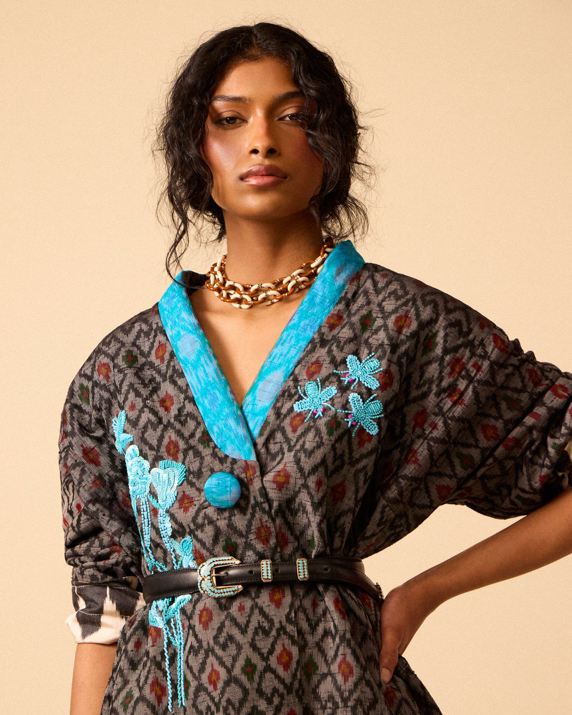 Nazzy Beglari - Women's Hand-Loomed Ikat Cotton Reversible Chapan-Style Robe | One Size - Multiple - ABASK