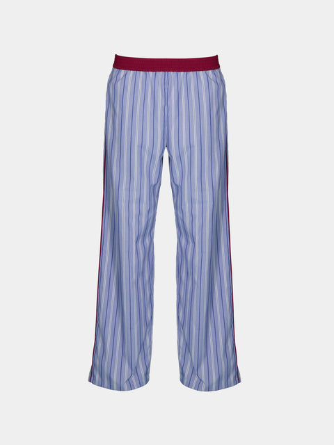 Sebline - Officer's Piccadilly Stripe Cotton Trousers | Size: M/L - Blue - ABASK - 