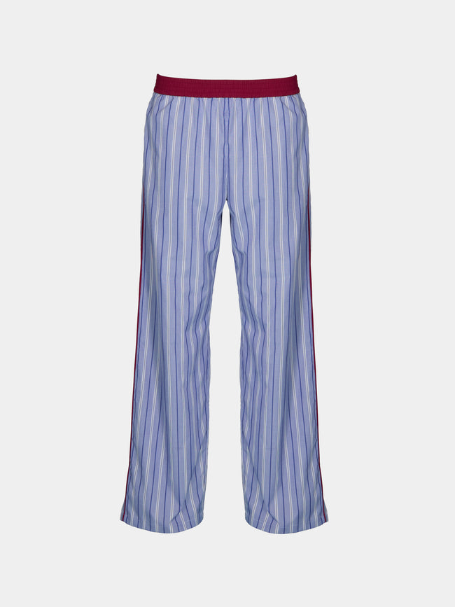 Sebline - Officer's Piccadilly Stripe Cotton Trousers | Size: M/L - Blue - ABASK - 
