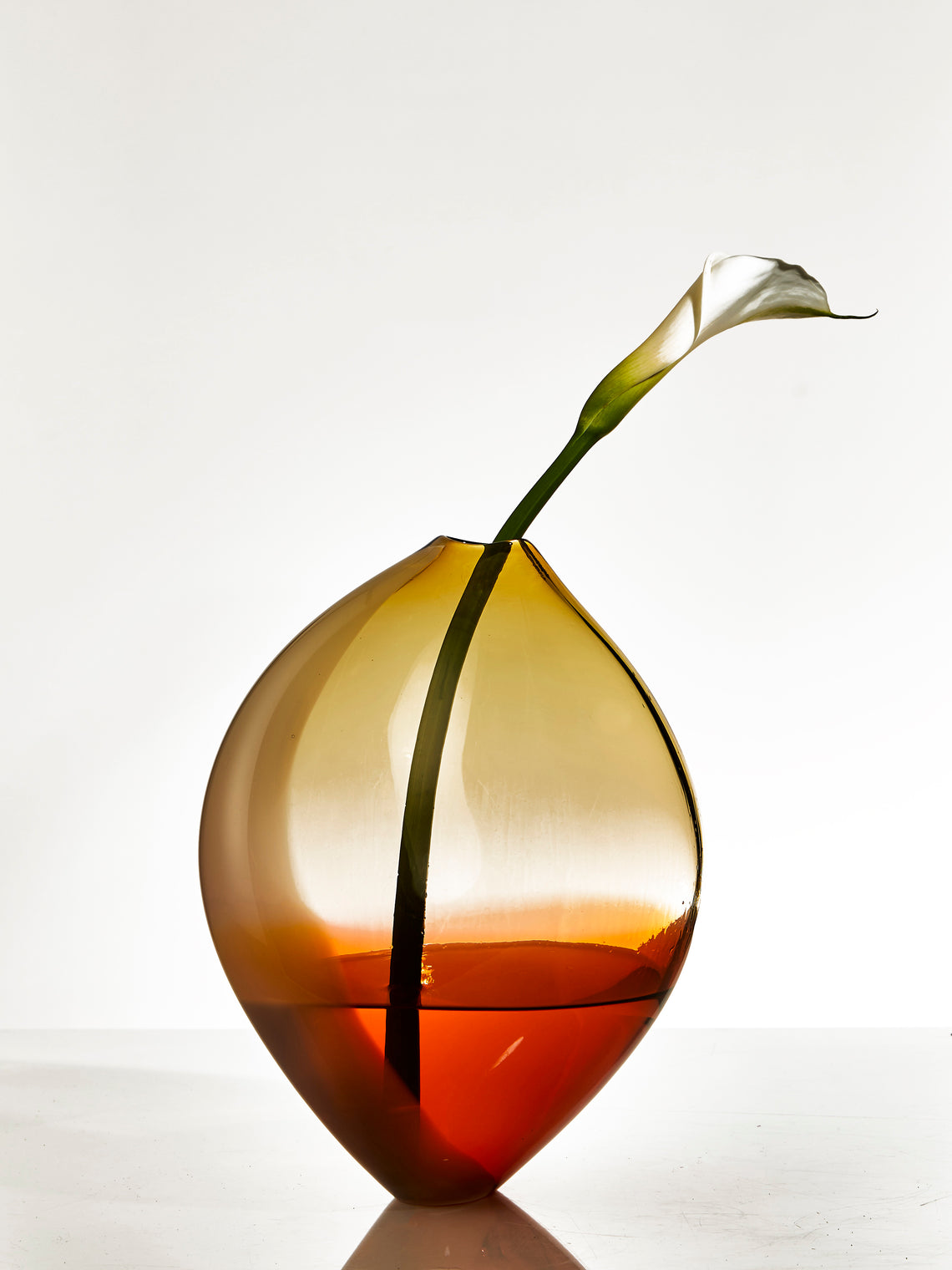 Michele Oberdieck - Antique Spring Hand-Blown Glass Vase (12in/30cm) - Orange - ABASK