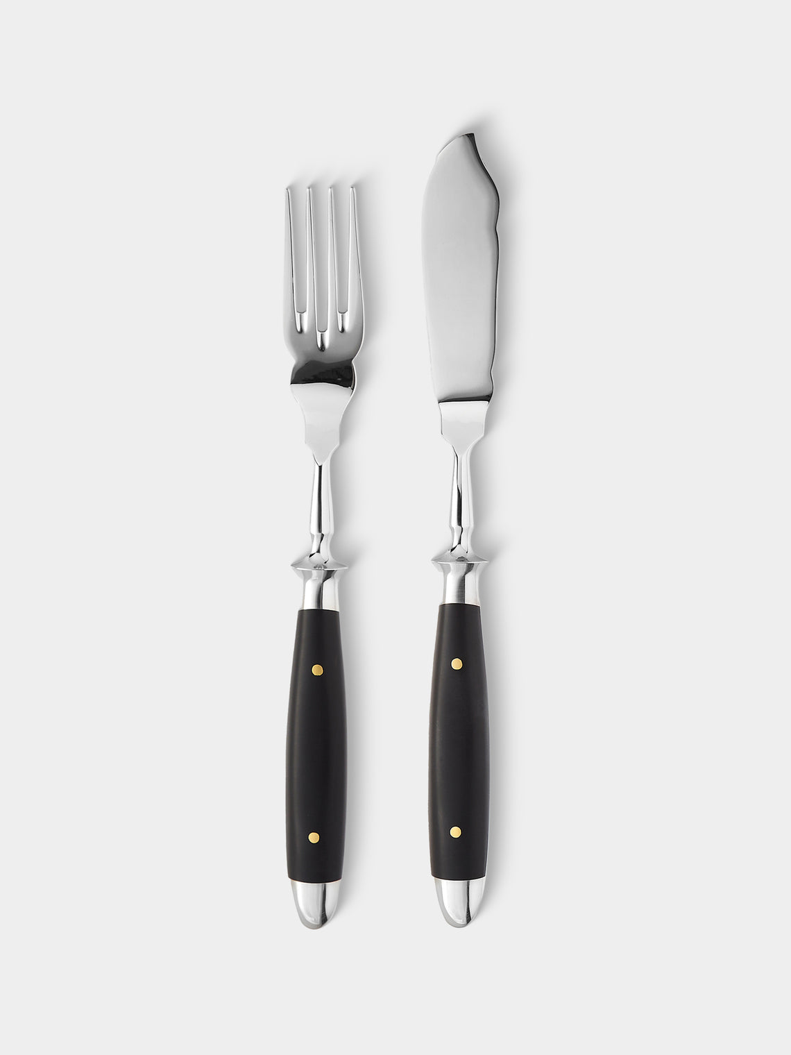 Eichenlaub - Resin Old German Fish Cutlery (Set of 2 Pieces) - Black - ABASK - 