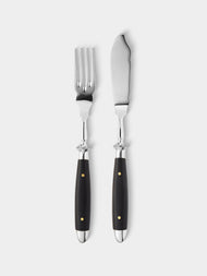 Eichenlaub - Resin Old German Fish Cutlery (Set of 2 Pieces) - Black - ABASK - 