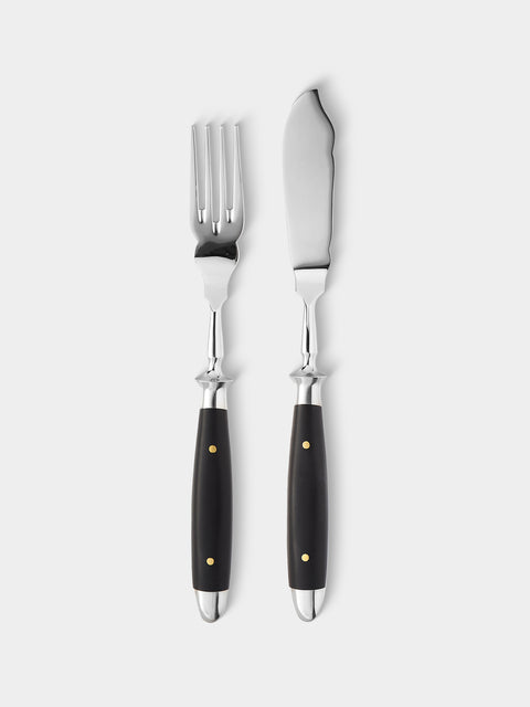 Eichenlaub - Resin Old German Fish Cutlery (Set of 2 Pieces) - Black - ABASK - 