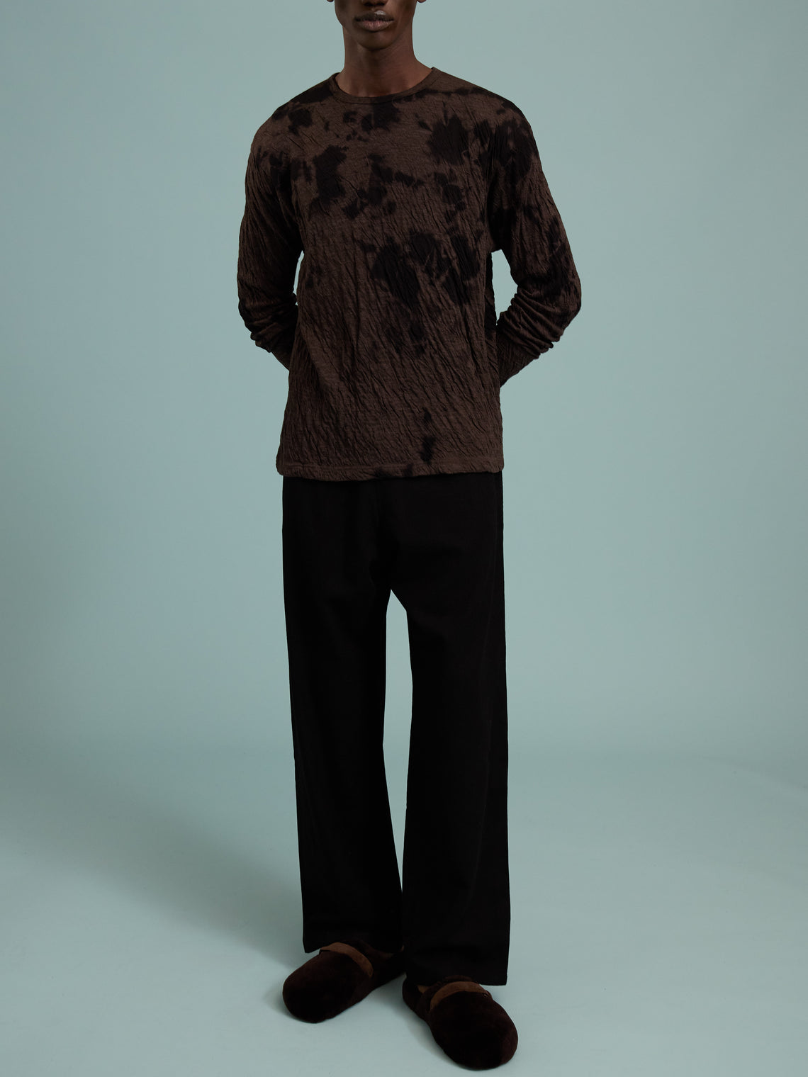 Suzusan - Shibori Wool-Blend Dual Layered Long-Sleeved T-Shirt | Size: M - Black - ABASK