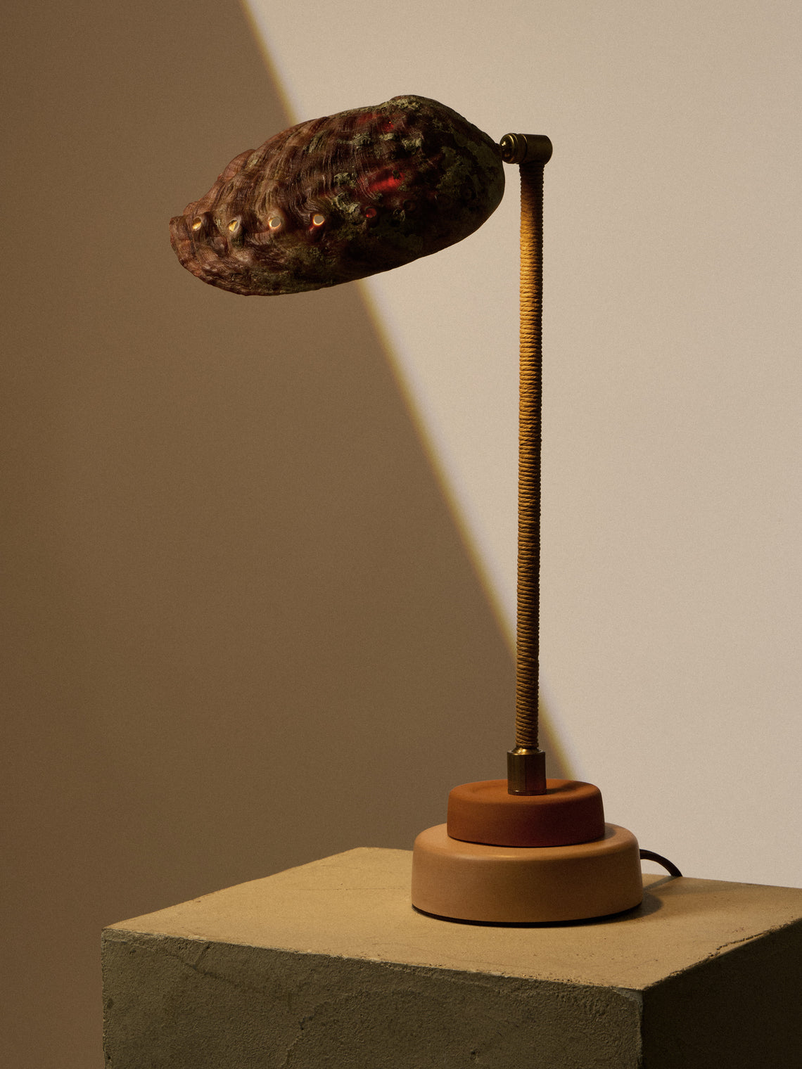 Tennant New York - Lawyer's Abalone Shell and Concrete Table Lamp - Orange - ABASK