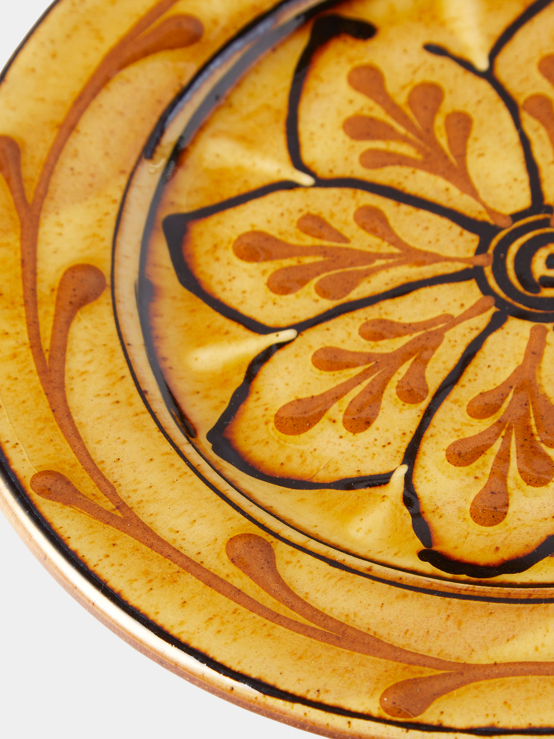 Fitch & McAndrew - Dahlias Slipware Salad / Dessert Plate (7.3in/18.5cm) - Yellow - ABASK