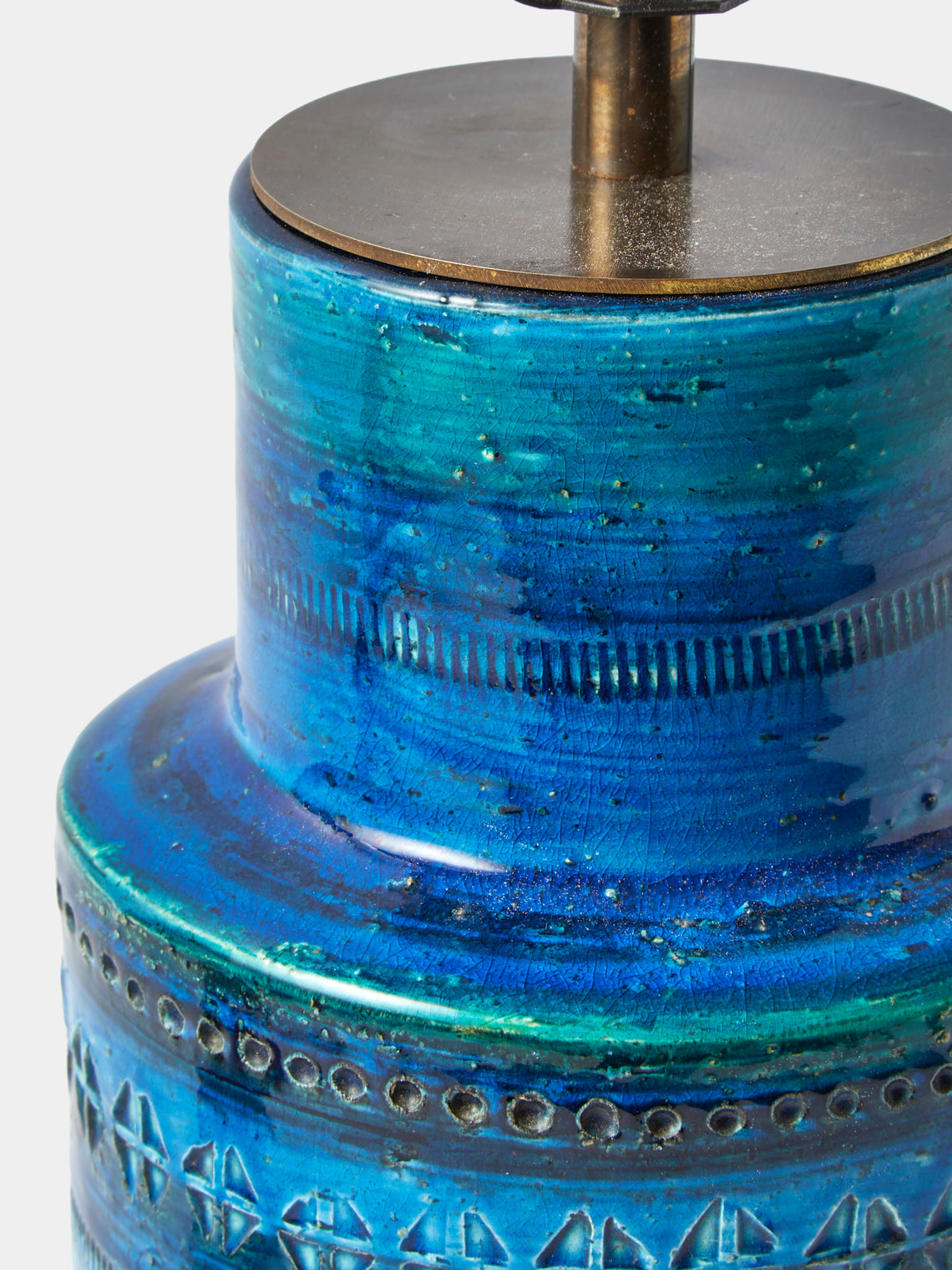 Antique and Vintage - 1970s Bitossi Ceramiche Rimini Blu Ceramic Table Lamp - Blue - ABASK