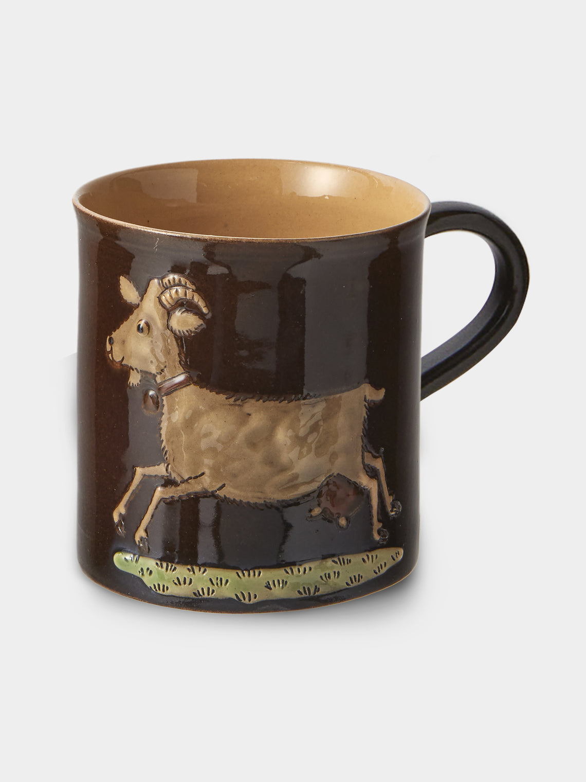Poterie d’Évires - Animals Hand-Painted Ceramic Mugs (Set of 4) - Dark Brown - ABASK