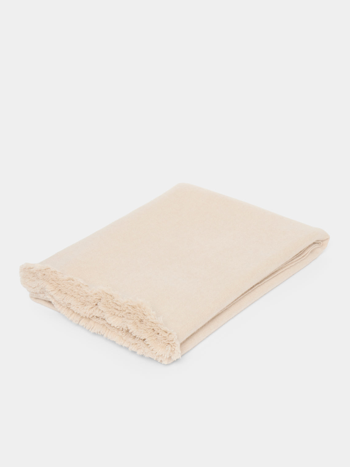 de Le Cuona - Herringbone Cashmere Throw (78.5in/2m) - Cream - ABASK