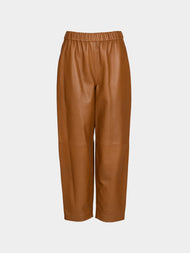 Dusan - Carrot Leather Trousers | Size: S - Tan - ABASK - 